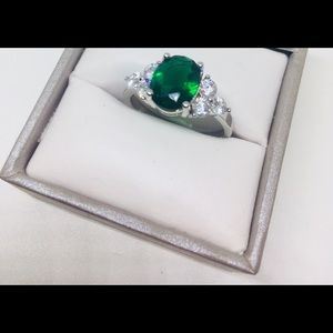 Sterling silver emerald ring